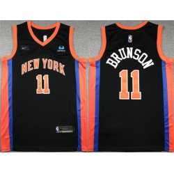 Men New Yok Knicks 11 Jalen Brunson Black Stitched Basketball Jersey