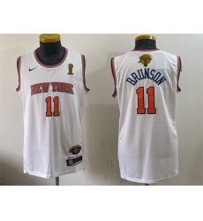 Men New Yok Knicks 11 Jalen Brunson White 2026 Finals Champions Patch Stitched Jersey Men New Yok Knicks 11 Jalen Brunson White 2026 Finals Champions Patch Stitched Jersey