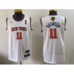 Men New Yok Knicks  11 Jalen Brunson White 2026 Finals Champions Patch Stitched Jersey