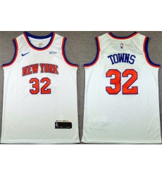 Men New Yok Knicks 32 Karl Anthony Towns White 2024 Association Edition Stitched Basketball Jersey Men New Yok Knicks 32 Karl Anthony Towns White 2024 Association Edition Stitched Basketball Jersey