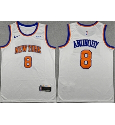 Men New Yok Knicks 8 OG Anunoby White Association Edition Stitched Basketball Jersey Men New Yok Knicks 8 OG Anunoby White Association Edition Stitched Basketball Jersey