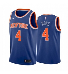 Men New York Knicks Derrick Rose 4 Icon Edition Blue Jersey