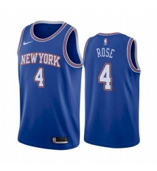 Men New York Knicks Derrick Rose 4 Statement Edition Blue Jersey