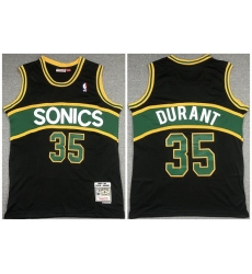 Men Seattle Supersonic 35 Kevin Durant Black 2007 08 Black Throwback SuperSonics Stitched Jersey