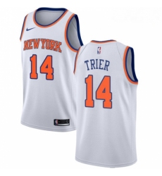 Mens Nike New York Knicks 14 Allonzo Trier Swingman White NBA Jersey Association Edition 