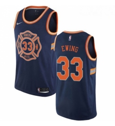 Mens Nike New York Knicks 33 Patrick Ewing Authentic Navy Blue NBA Jersey City Edition