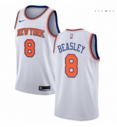 Mens Nike New York Knicks 8 Michael Beasley Authentic White NBA Jersey Association Edition 