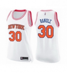 Womens New York Knicks 30 Julius Randle Swingman White Pink Fashion Basketball Jersey 