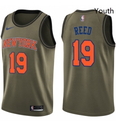 Youth Nike New York Knicks 19 Willis Reed Swingman Green Salute to Service NBA Jersey