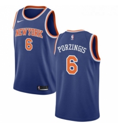 Youth Nike New York Knicks 6 Kristaps Porzingis Swingman Royal Blue NBA Jersey Icon Edition 