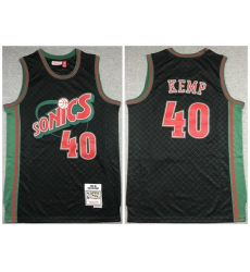 Men Oklahoma City Thunder 40 Shawn Kemp Black 1995 96 Throwback SuperSonics Stitched Jersey