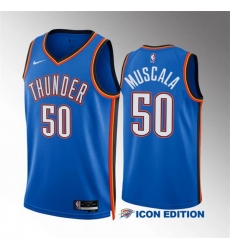 Men Oklahoma City Thunder 50 Mike Muscala Blue Icon Edition Stitched Basketball Jersey