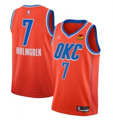 Men Oklahoma City Thunder 7 Chet Holmgren Orange Statement Edition Stitched Basketball Jersey