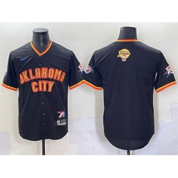 Men Oklahoma City Thunder Blank Black 2025 Finals Vapor Stitched Baseball Jersey