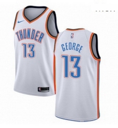 Mens Nike Oklahoma City Thunder 13 Paul George Authentic White Home NBA Jersey Association Edition 