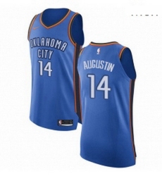 Mens Nike Oklahoma City Thunder 14 DJ Augustin Authentic Royal Blue Road NBA Jersey Icon Edition