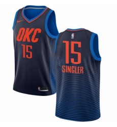 Mens Nike Oklahoma City Thunder 15 Kyle Singler Authentic Navy Blue NBA Jersey Statement Edition