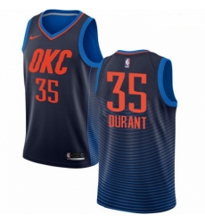 Mens Nike Oklahoma City Thunder 35 Kevin Durant Authentic Navy Blue NBA Jersey Statement Edition