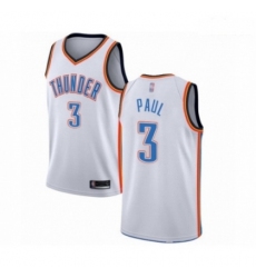 Mens Oklahoma City Thunder 3 Chris Paul Authentic White Basketball Jersey Association Edition 