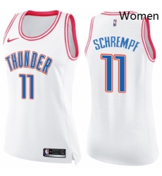 Womens Nike Oklahoma City Thunder 11 Detlef Schrempf Swingman WhitePink Fashion NBA Jersey