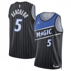 Men Orlando Magic 5 Paolo Banchero Black 2025 Statement Edition Stitched Basketball Jersey