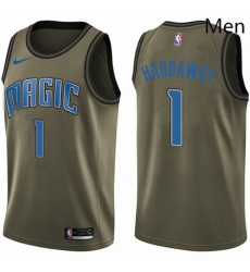 Mens Nike Orlando Magic 1 Penny Hardaway Swingman Green Salute to Service NBA Jersey