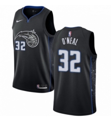 Mens Nike Orlando Magic 32 Shaquille ONeal Swingman Black NBA Jersey City Editi