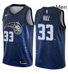 Mens Nike Orlando Magic 33 Grant Hill Authentic Blue NBA Jersey City Edition