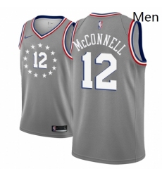 Men NBA 2018 19 Philadelphia 76ers 12 T J McConnell City Edition Gray Jers