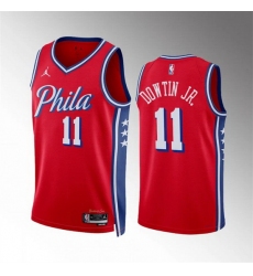 Men Philadelphia 76ers 11 Jeff Dowtin Jr Red Statement Edition Stitched Jersey
