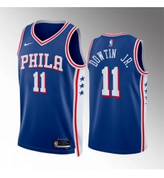 Men Philadelphia 76ers 11 Jeff Dowtin Jr Royal Icon Edition Stitched Jersey
