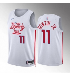 Men Philadelphia 76ers 11 Jeff Dowtin Jr White City Edition Stitched Jersey