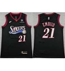 Men Philadelphia 76ers 21 Joel Embiid Black 2025 Classic Edition Stitched Stitched Jersey