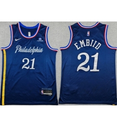 Men Philadelphia 76ers 21 Joel Embiid Navy 2025 26 City Edition Stitched Jersey Men Philadelphia 76ers 21 Joel Embiid Navy 2025 26 City Edition Stitched Jersey