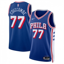 Men Philadelphia 76ers 77 V  J  Edgecombe Royal 2025 Draft Icon Edition Stitched Jersey