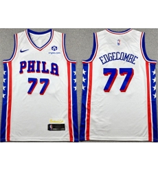 Men Philadelphia 76ers 77 V J Edgecombe White Association Edition Stitched Stitched Jersey Men Philadelphia 76ers 77 V J Edgecombe White Association Edition Stitched Stitched Jersey