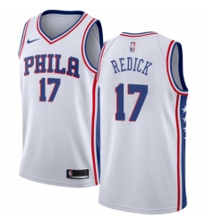 Mens Nike Philadelphia 76ers 17 JJ Redick Authentic White Home NBA Jersey Association Edition 