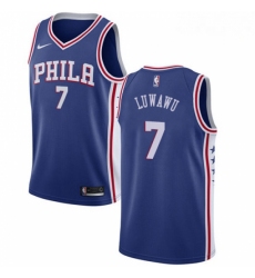 Mens Nike Philadelphia 76ers 7 Timothe Luwawu Swingman Blue Road NBA Jersey Icon Edition