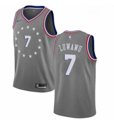 Mens Nike Philadelphia 76ers 7 Timothe Luwawu Swingman Gray NBA Jersey City Edition