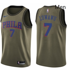 Mens Nike Philadelphia 76ers 7 Timothe Luwawu Swingman Green Salute to Service NBA Jersey