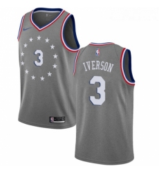 Womens Nike Philadelphia 76ers 3 Allen Iverson Swingman Gray NBA Jersey City Edition