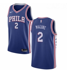 Youth Nike Philadelphia 76ers 2 Moses Malone Swingman Blue Road NBA Jersey Icon Edition