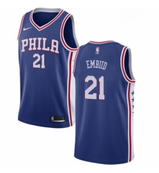 Youth Nike Philadelphia 76ers 21 Joel Embiid Swingman Blue Road NBA Jersey Icon Edition