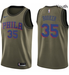 Youth Nike Philadelphia 76ers 35 Trevor Booker Swingman Green Salute to Service NBA Jersey 