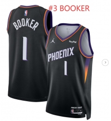 Men Jordan Brand Devin Booker Black Phoenix Suns #3 Swingman Badge Jersey Statement Edition