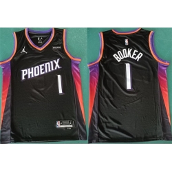 Men Phoenix Suns 1 Devin Booker Black 2025 Statement Edition Stitched Basketball Jersey