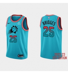 Men Phoenix Suns 25 Mikal Bridges 2022 23 Blue City Edition Stitched Basketball Jersey