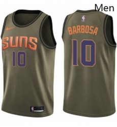 Mens Nike Phoenix Suns 10 Leandro Barbosa Swingman Green Salute to Service NBA Jersey 