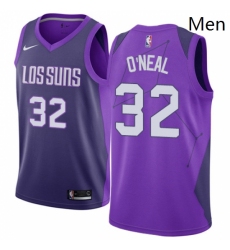 Mens Nike Phoenix Suns 32 Shaquille ONeal Authentic Purple NBA Jersey City Editi