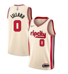 Blazers  0 Damian Lillard Cream Basketball Swingman City Edition 2019 20 Jersey